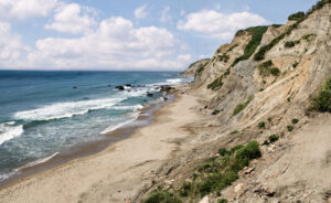 Rugged cliffs on the shore of Block Island